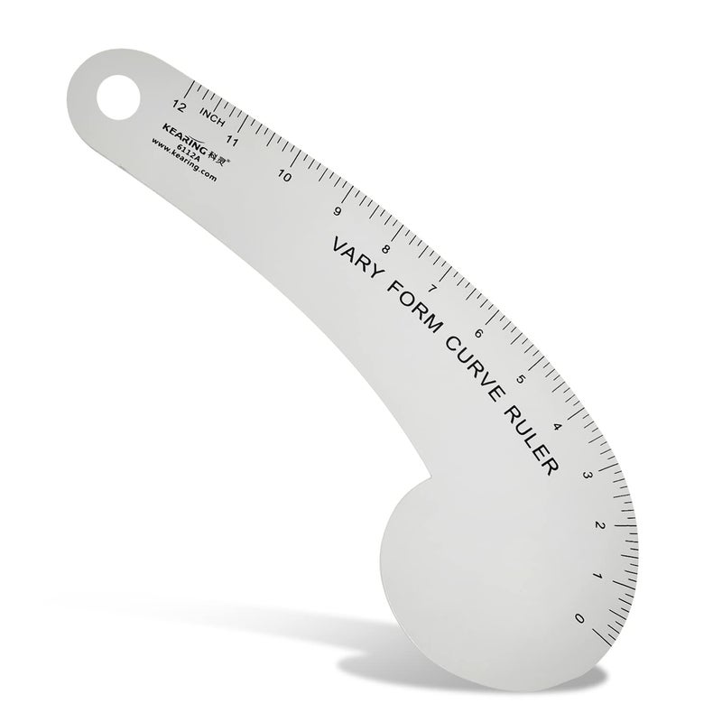 KEARING Vary Form Curve Ruler 12“ French Curve Ruler for Pattern Making, Aviation Aluminum Hip Curve Ruler for Measuring Sewing - Image 1